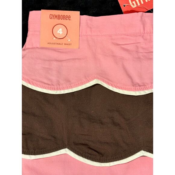 NWT Gymboree Tea For Two Pink & Chocolate Multi Tiered Skirt Skort Size 4 - Picture 3 of 8